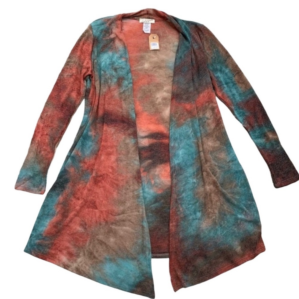 Crepas Women’s Tie-Dye Lightweight Open Cardigan Duster Size Small